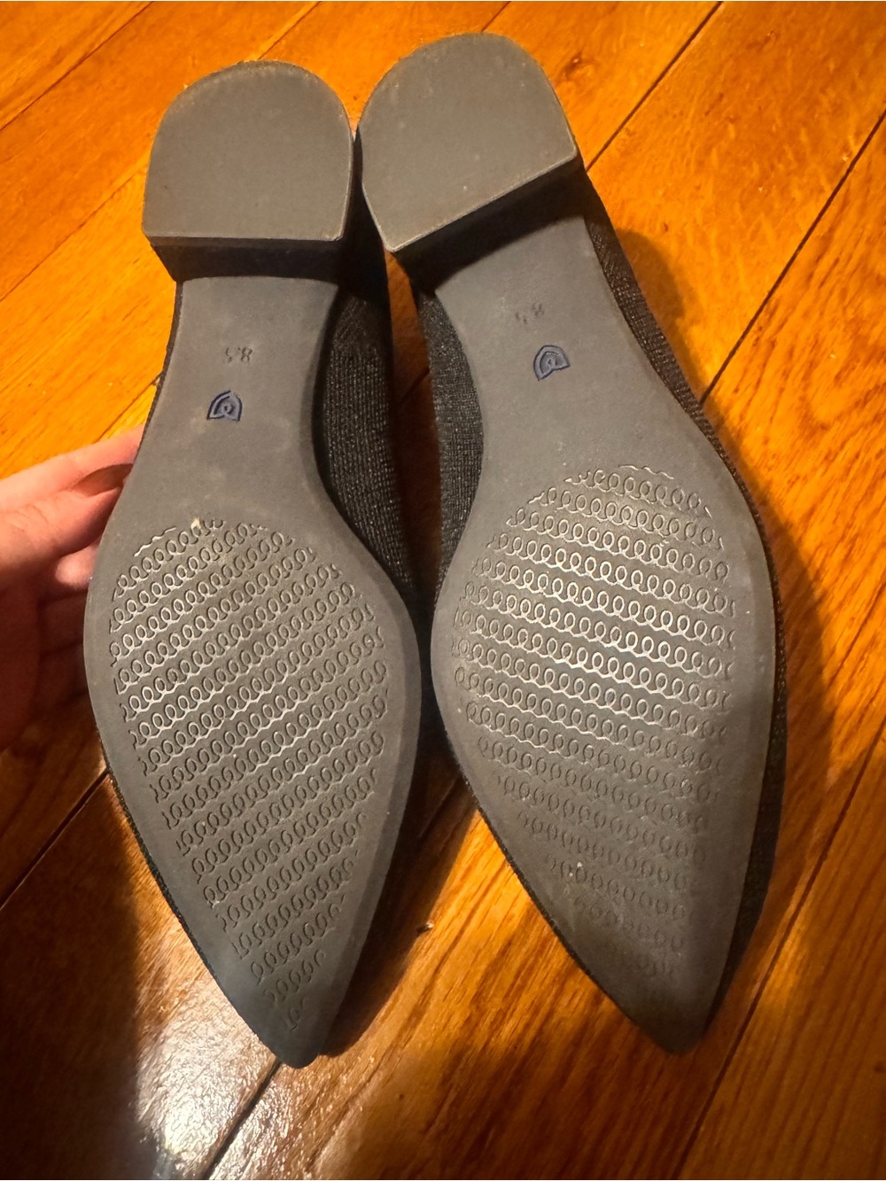 Rothy’s The High Point Block Heel Knit Pumps Black like new In Love Insole - Picture 3 of 3